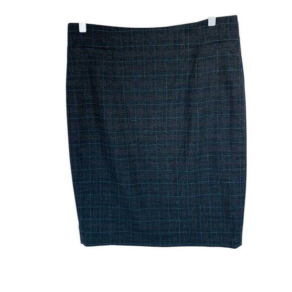 nwt  pencil Skirt Multi-Gray, teal navy plaid pattern women size 10 MEXX - Picture 1 of 11